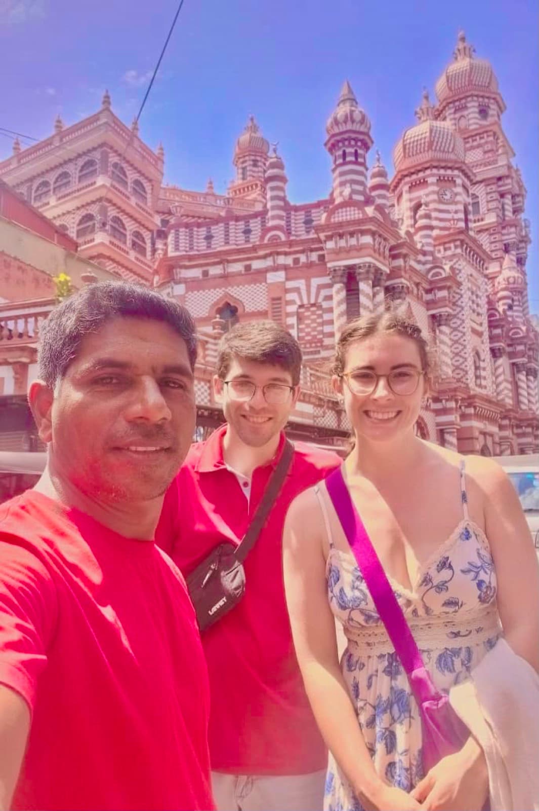 David with a couple at the Red Mosque, Jami Ul-Alfar