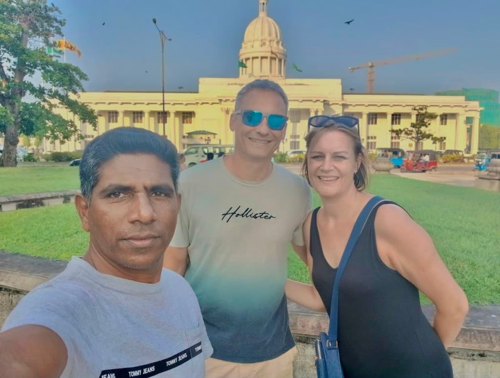 David and guests with Colombo Town Hall behind them